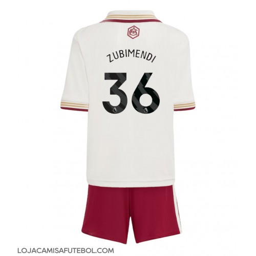 Camisa de Futebol Arsenal Martin Zubimendi #36 Equipamento Alternativo Infantil 2025-26 Manga Curta (+ Calças curtas)